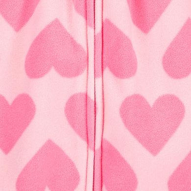 Baby Girl Carter's Hearts Hooded Zip-Up Fleece Jumpsuit