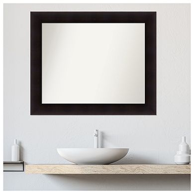 Portico Espresso Non-beveled Wood Bathroom Wall Mirror