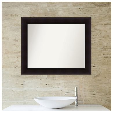 Portico Espresso Non-beveled Wood Bathroom Wall Mirror