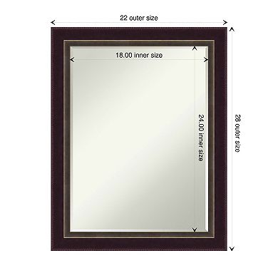 Signore Bronze Petite Bevel Wood Bathroom Wall Mirror