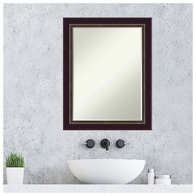 Signore Bronze Petite Bevel Wood Bathroom Wall Mirror