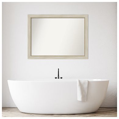 Parthenon Cream Non-beveled Wood Bathroom Wall Mirror