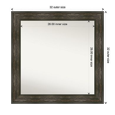 Rail Rustic Char Non-beveled Bathroom Wall Mirror