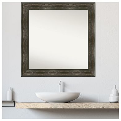 Rail Rustic Char Non-beveled Bathroom Wall Mirror