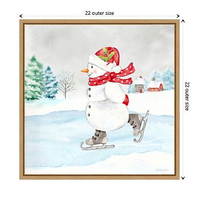 Let It Snow Blue Snowman V By Cynthia Coulter Framed Canvas Wall Art Print