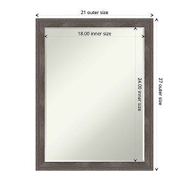Pinstripe Lead Grey Petite Bevel Wood Bathroom Wall Mirror