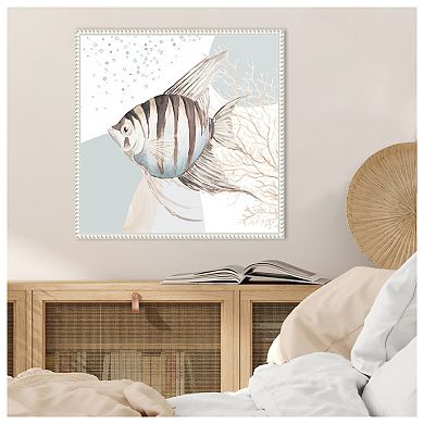 Ocean Oasis Bubbles Striped Fish By Patricia Pinto Framed Canvas Wall Art Print