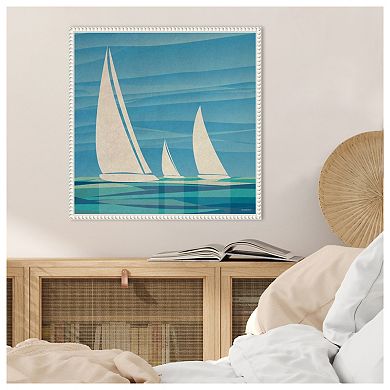 Water Journey I Sailboats By Dan Meneely Framed Canvas Wall Art Print