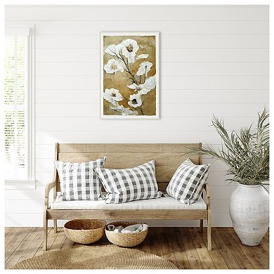 White Dry Flowers By Treechild  Framed Canvas Wall Art Print