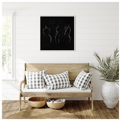 Silhouettes Black And White By Emel Tunaboylu Framed Canvas Wall Art Print