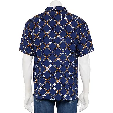 Men's Modelo Geometric Pattern Woven Short Sleeve Button-Down Shirt