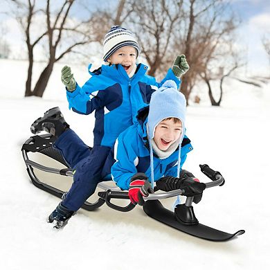 Snow Racer Sled With Textured Grip Handles And Mesh Seat