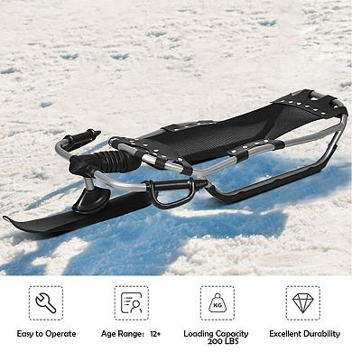 Snow Racer Sled With Textured Grip Handles And Mesh Seat