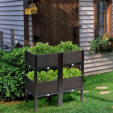 Set of 4 Elevated Flower Vegetable Herb Grow Planter Box