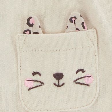 Baby Girl Carter's Cream 3-Piece Cat Print Little Jacket Set