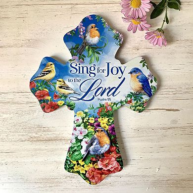 8" Blue and Yellow 'Sing For Joy To The Lord' Religious Wall Cross