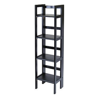 51.25" Black Elegant Terry Tall 4-Tier Folding Bookcase Shelf