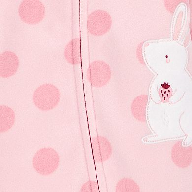 Baby Girl Carter's Bunny Fleece Zip-Up Sleep & Play