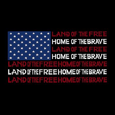 Land Of The Free American Flag - Girl's Word Art Crewneck Sweatshirt
