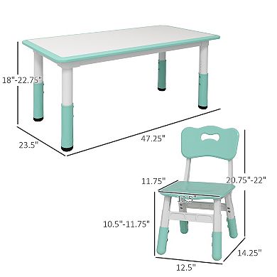 Kids Table And Chair Set，adjustable Height, Easy To Clean Table Surface