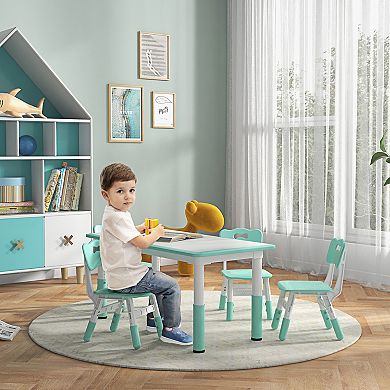 Kids Table And Chair Set，adjustable Height, Easy To Clean Table Surface