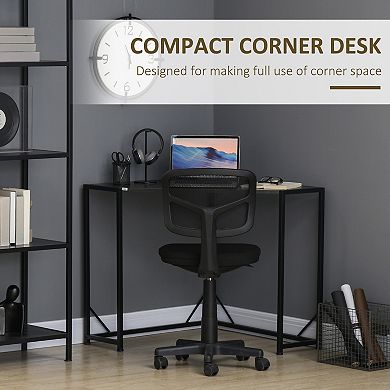 Homcom Corner Desk, Computer Writing Desk With Metal Frame, Gray