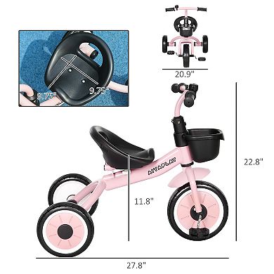 Qaba Tricycle For Kids Age 2-5, Toddler Bike For Girls And Boys, Pink