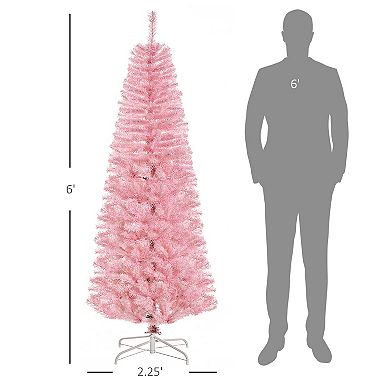 6' Slim Artificial Christmas Holiday Pencil Tree Decoration Pink Xmas Tree