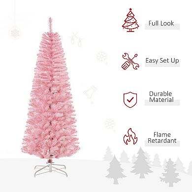 6' Slim Artificial Christmas Holiday Pencil Tree Decoration Pink Xmas Tree