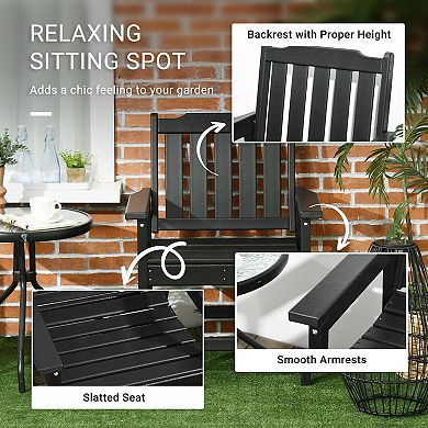 Outsunny Patio Chair With Armrests, Slatted Back Armchair