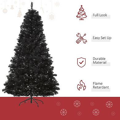 7ft Fake Xmas Holiday Halloween Tree Decor With Foldable Base Set, Black