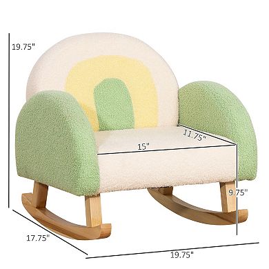 Qaba Kids Sofa, Rocking Toddler Sofa Chair with Solid Wooden Frame, Faux Lamb Fleece Fabric