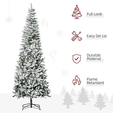 9' Artificial White Flocked Christmas Tree Pencil Tree Holiday Home Decoration