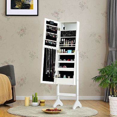 Mirrored Jewelry Cabinet Armoire Organizer with LED lights