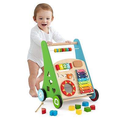 Toddler Push Walker Activity Center Toy With Burr-free Handle