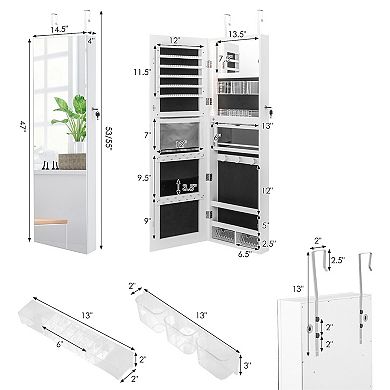 Wall Mounted Jewelry Cabinet with Full-Length Mirror