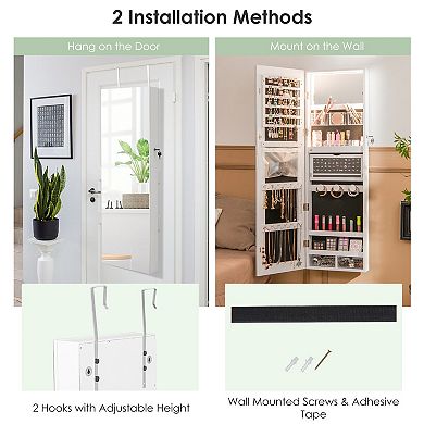 Wall Mounted Jewelry Cabinet with Full-Length Mirror