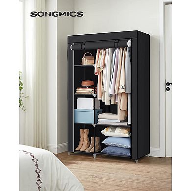 Portable Closet, Clothes Storage Organizer with 6 Shelves, 1 Clothes Hanging Rail