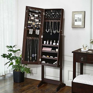 Free Standing Jewelry Armoire with Full Mirror