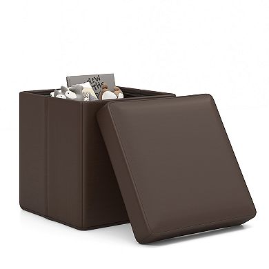 Upholstered Square Footstool With Pvc Leather Surface For Bedroom