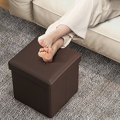 Upholstered Square Footstool With Pvc Leather Surface For Bedroom