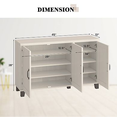 3-Door Buffet Sideboard with Adjustable Shelves and Anti-Tipping Kits