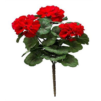 Red Geranium Floral Bush (set Of 2)