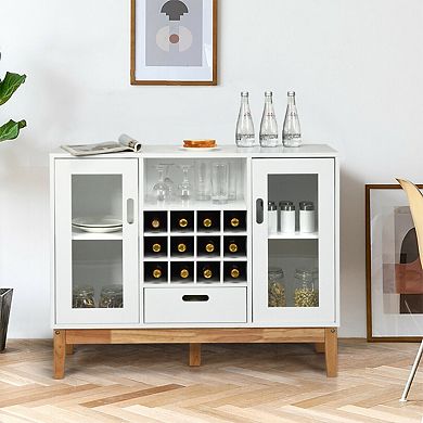 Wood Wine Storage Cabinet Sideboard Console Buffet Server-white