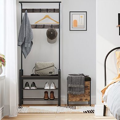 Coat Rack, Shoe Bench, Hall Tree With Storage Shelf For Entryway