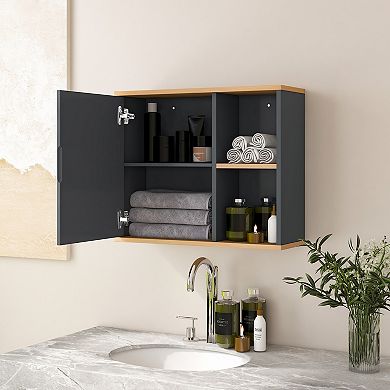 Bathroom Wall Mounted Cabinet With Single Mirror Door And Adjustable Shelf