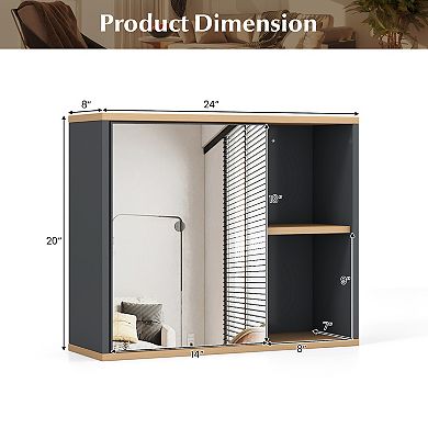 Bathroom Wall Mounted Cabinet With Single Mirror Door And Adjustable Shelf