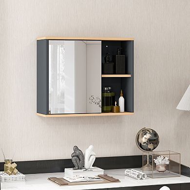 Bathroom Wall Mounted Cabinet With Single Mirror Door And Adjustable Shelf