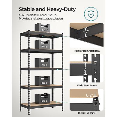 Heavy-Duty 5-Tier Storage Shelves Boltless Assembly Steel Shelving Unit for Garage or Home