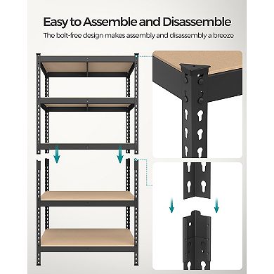 Heavy-Duty 5-Tier Storage Shelves Boltless Assembly Steel Shelving Unit for Garage or Home